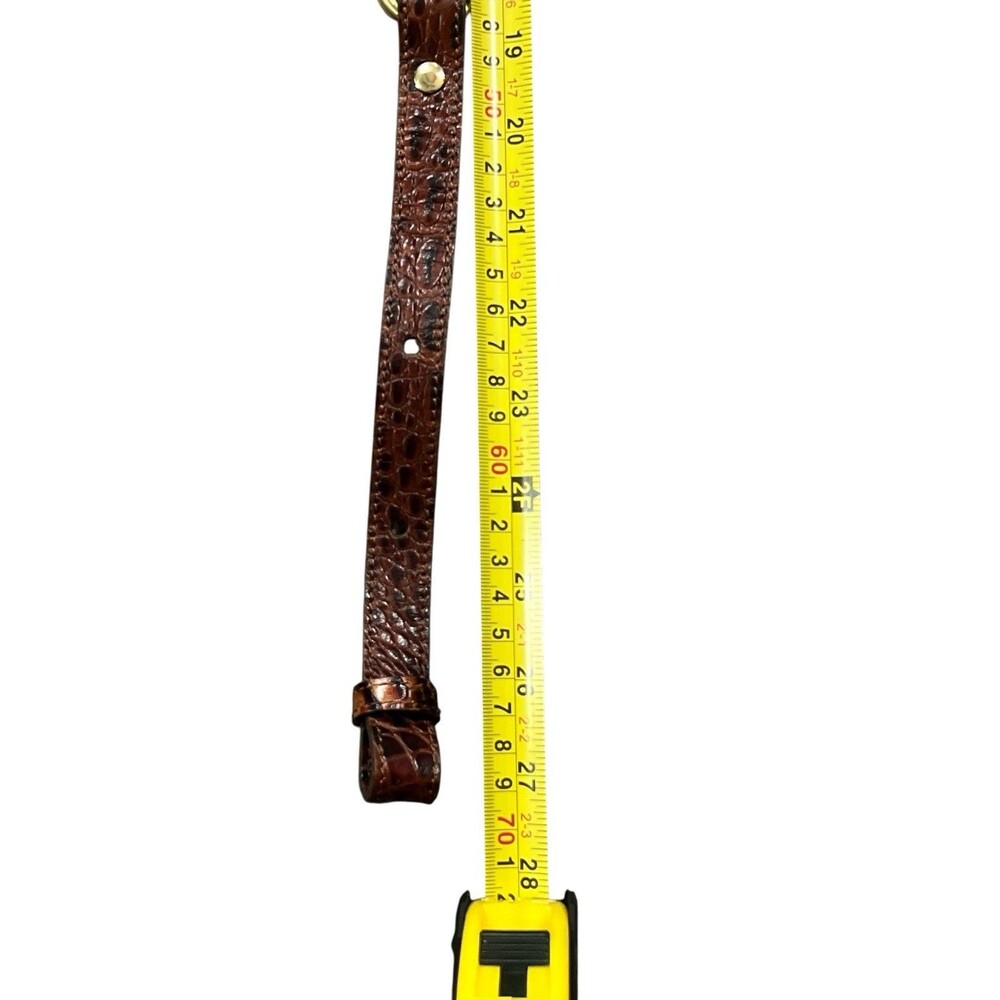 BRAHMIN Leather Embossed Adjustable Replacement Strap Brown Gold 27” - Picture 5 of 6